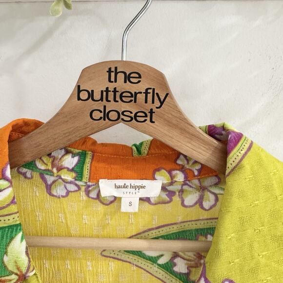 Haute Hippe Colorful Boho V Neck Crop Blouse Small Floral CD725 - Picture 4 of 4